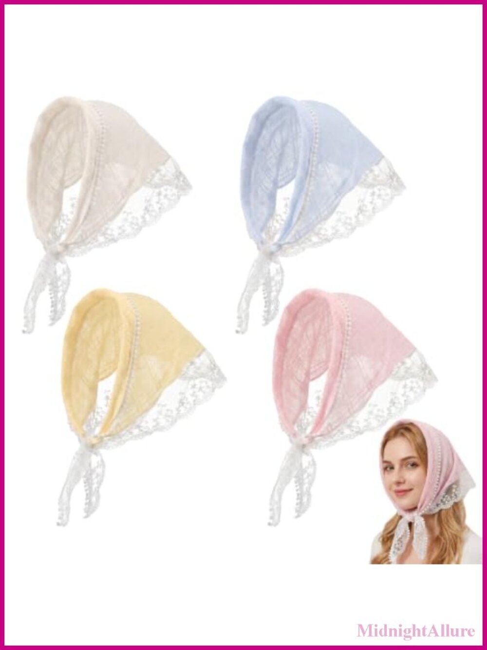 Lace Headscarf Set Adjustable Vintage Bandana for Women